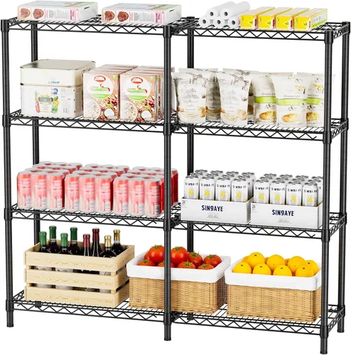 Vista 19 de SINGAYE Estantería de alambre para armario: unidad de metal ajustable para organización de lavandería, baño, cocina, hogar, almacenamiento