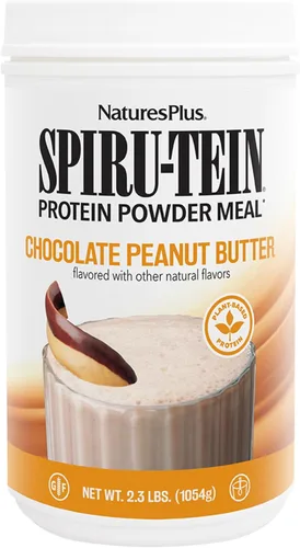 Vista 7 de NaturesPlus SPIRU-TEIN, mantequilla de maní de chocolate, 1.2 libras, batido de proteínas a base de plantas, sin OMG, vegetariano, sin gluten, 16