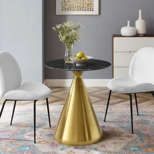 Vista 31 de Modway Tupelo - Mesa de comedor cuadrada de 28 pulgadas, color dorado y blanco