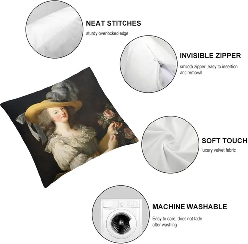 Vista 4 de Marie Antoinette Queen of Style - Funda de almohada cuadrada y acogedora para decoración del hogar para sala de estar, sofá, cojín de coche, 18 x 18