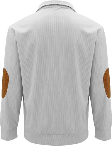 Vista 2 de HABEN Sudadera tipo polo de pana para hombre, estilo casual, estilo Henley, térmica, manga larga, cuello alto, ajustado, chaqueta táctica