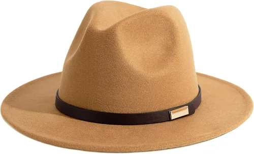 Vista 51 de Sombreros Fedora para hombre, sombrero Panamá de ala ancha con cinturón clásico Unisex Felt Fedora, Adjustable Fit, Breathable Sweatband, All-Day