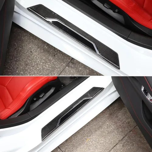 Vista 7 de CHEAYAR Cubierta de Umbral de Puerta Interior de Automóvil Placa Protectora contra Rayones Adhesivo Decorativo Compatible con Corvette C8 Stingray
