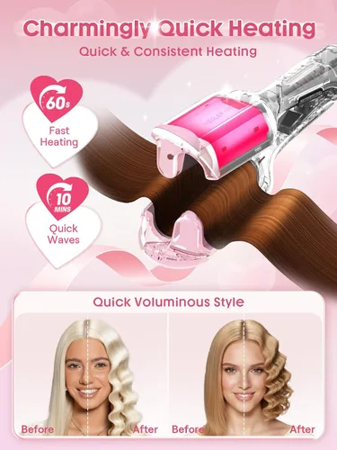 Vista 8 de SHEGLAM Ondulador de cabello ondulado de playa (rosa, 0.75 pulgadas)