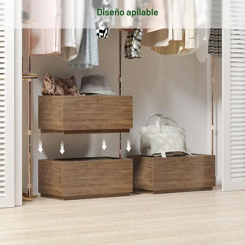 Vista 4 de woodtalks Cómoda apilable de 1 cajón, cómoda multiusos para dormitorio, armario de almacenamiento para entrada, mesita de noche, sofá junto a