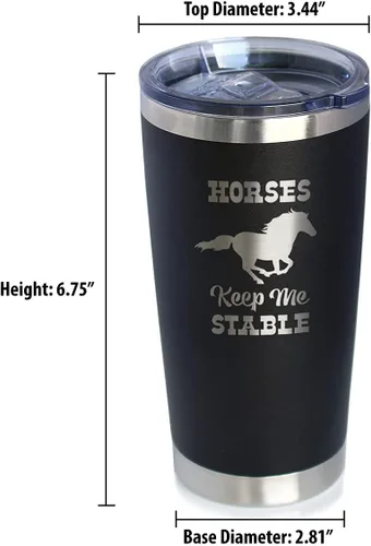 Vista 4 de Horses Keep Me Stable - Vaso de café aislado con tapa deslizante - Taza aislada de acero inoxidable - Regalos de café con temática de caballos Negro
