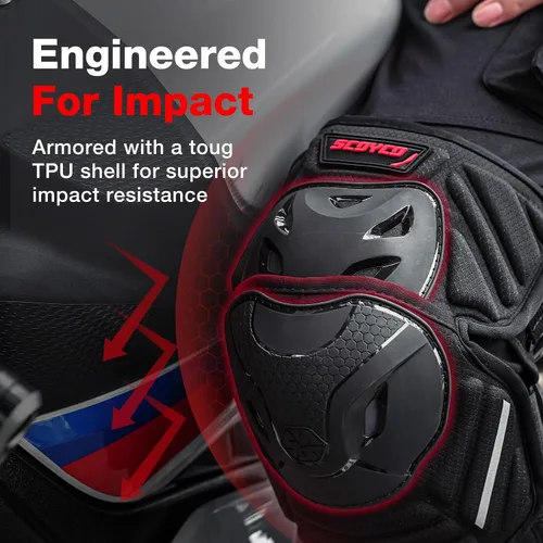 Vista 3 de Scoyco Rodilleras y espinillas para motocicleta para adultos - CE Nivel 1 Rodilleras ajustables de motocross con TPU, protección y flexión dinámica