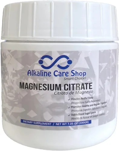 Vista 2 de Alkaline Care Suplemento en polvo de citrato de magnesio, antiestrés, sin gluten, sin OMG y original sin sabor, apoya el sueño, los músculos