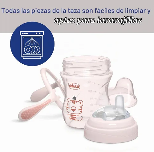 Vista 6 de Chicco Transition Training Sippy Cup, Soft Silicone Spout, 4m+, 7oz Taza de entrenamiento, asas extraíbles de fácil agarre, marcas de medición, apto