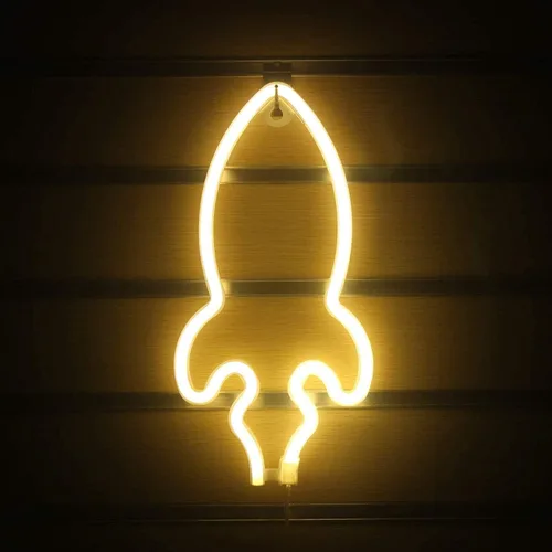 Vista 11 de Luces LED de neón, WONFAST Planet Rocket, letreros de neón acrílicos con pilas o USB, decoración de pared para habitación de niños, Navidad Azul