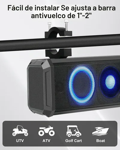 Vista 8 de Barra de sonido UTV de 26 pulgadas, barra de sonido SXS impermeable IP66, altavoces RGB UTV, 3 modos de ecualización (bajo/todoterreno/estándar)