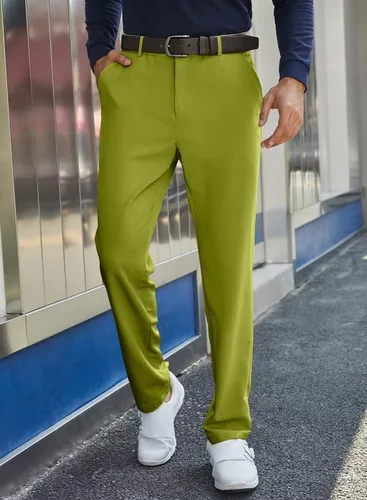 Vista 2 de JMIERR Pantalones de golf para hombre, elásticos, ajustados, para correr, viajes, trabajo, pantalones de vestir chinos para hombre