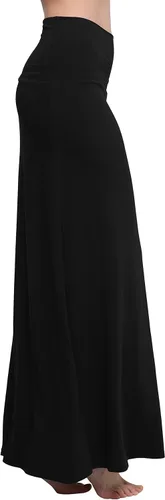 Vista 2 de Urban CoCo - Falda larga y elegante de elastano para mujer, cómoda, con cintura plegable, y estilo acampanado