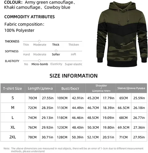 Vista 6 de LBL - Sudaderas con capucha para hombre, de mezcla suave, con forro polar, con bolsillo tipo canguro