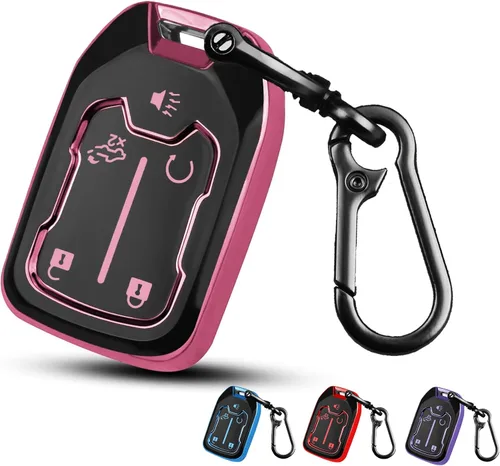 Vista 9 de MILD EAST for GMC Key Fob Cover 5 Button with Keychain(Black/Blue)
