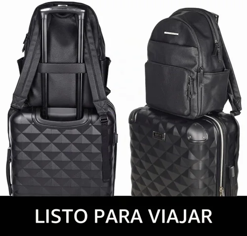 Vista 7 de Kenneth Cole Reaction Marley - Mochila de cuero vegano con doble compartimento para mujer de 15 pulgadas Negro