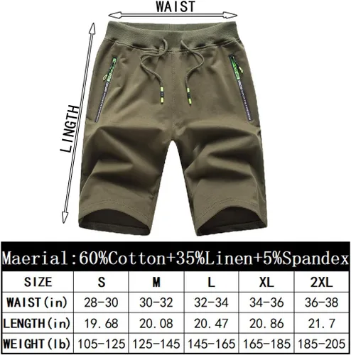Vista 2 de Tansozer Pantalones cortos deportivos para hombre con bolsillos con cierre