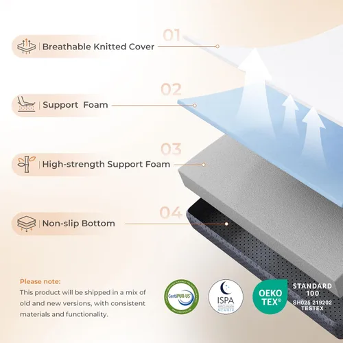 Vista 3 de Sweetnight Cubrecolchón plegable de 4 pulgadas con una funda plegable y lavable, de firmeza media con diseño antideslizante, adecuado para viajes