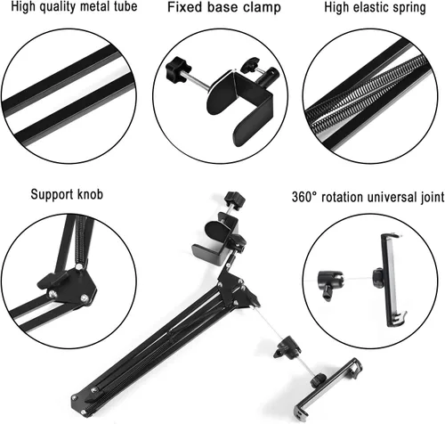 Vista 8 de SAMHOUSING Soporte para tableta para cama, soporte de montaje para cama giratorio de 360 grados con brazo de aluminio para iPad, iPhoneXS, N-Switch