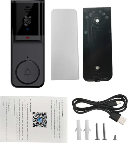 Vista 8 de Timbre inteligente con timbre de timbre, visión nocturna por infrarrojos, audio de 2 vías, despertador activo y despertador remoto, IP65