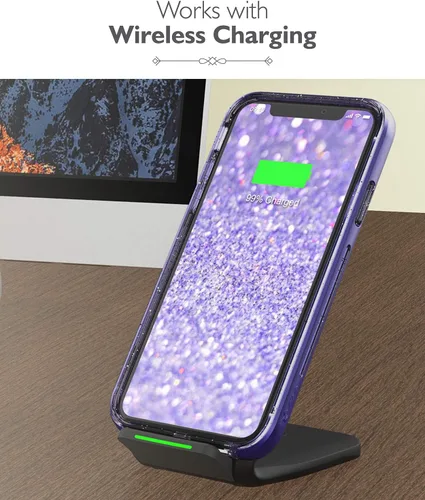 Vista 5 de VENA vLove - Funda transparente con purpurina compatible con Apple iPhone 11 (6.1 pulgadas 2019), forma de corazón (protección CornerGuard), funda