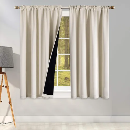 Vista 19 de KEQIAOSUOCAI Aqua - 100 cortinas opacas con forro negro para dormitorio, paneles de cortina totalmente opacas para sala de estar, cortinas aislantes