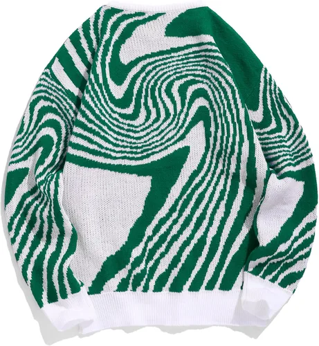 Vista 87 de ZAFUL Y2K - Suéter casual con estampado de llama estética para hombre, suéter de punto holgado, manga larga, cuello redondo
