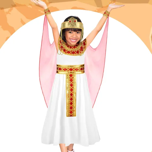Vista 6 de Liitrsh Disfraz egipcio de Halloween para niñas, disfraz egipcio para niñas, accesorios de reina para niños
