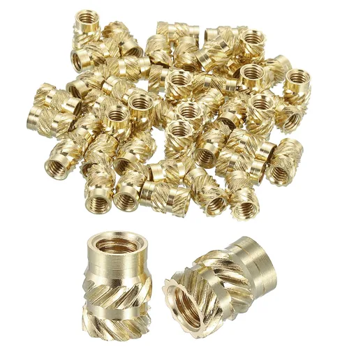 Vista 43 de uxcell Tuercas de inserción moleteadas, 100 piezas M1 x 1.5mm L x 2mm DE 3D Impresión de latón Tuercas de inserción roscadas hembras Insertos