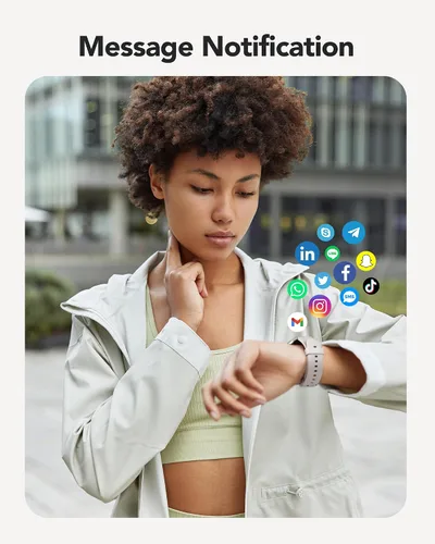 Vista 7 de AGPTEK Reloj inteligente para mujer (respuesta/hacer llamadas) - Reloj inteligente para teléfonos Android iOS con monitor de frecuencia cardíaca
