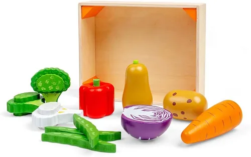 Vista 6 de Bigjigs Toys Caja de verduras de madera - Comida de juego y juguetes de rol
