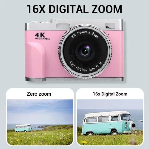 Vista 2 de Bewinner 4K 48MP UHD Digital Camera, Compact Portable Camera with 16x Zoom and Smart Autocococo, Travel Anti Shake Vlog Cameras with 32GB Memory