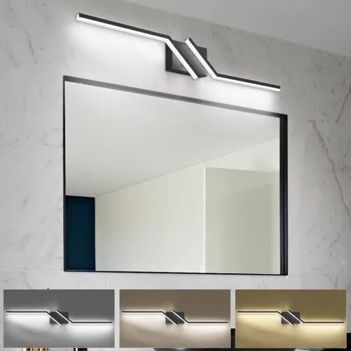 Vista 22 de Luz de tocador de baño negra de 32 pulgadas, LED moderna, 3CCT, regulable, 24 W, luminarias de baño sobre espejo 3000 K/4500 K/6000 K, 3