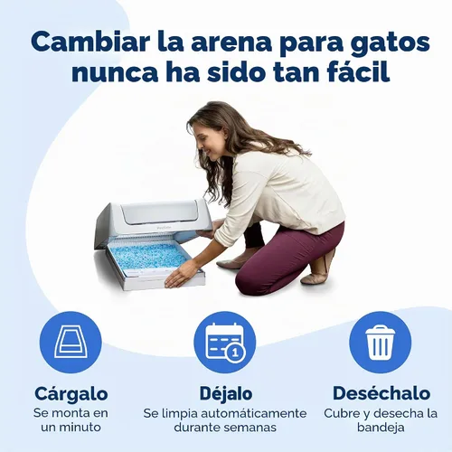 Vista 3 de Bandeja de arena de cristal desechable PetSafe ScoopFree - Caja de limpieza fácil - Recambio de bandeja para caja de arena eléctrica - Aroma fresco