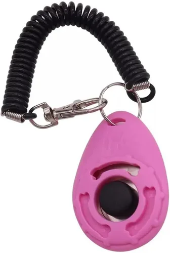 Vista 3 de 2 piezas de clicker rosa fácil de usar con botón accesorios de entrenamiento para perros fuertes y duraderos, ayuda para el comportamiento