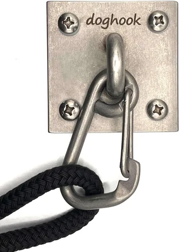 Vista 11 de Canine Hitch- Correa segura para perro, gancho grande con clip, 2 unidades, acero inoxidable y placa de montaje ABS para mayor resistencia, práctica