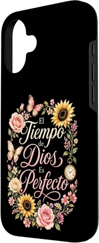 Vista 2 de Fe Cristiana El Tiempo De Dios ES Perfecto Floral Wreath Case for iPhone 16