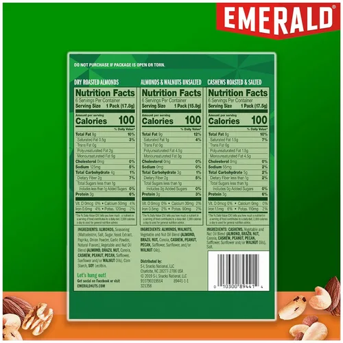 Vista 2 de Emerald Nueces, paquete variado de 100 calorías, 18 unidades (paquete de 2)
