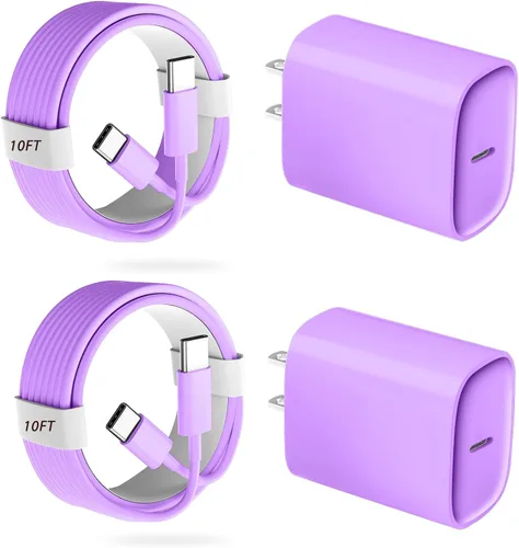 Vista 8 de Cargador para teléfono 17, 16, 15 Pro, carga rápida, 20 W, USB C, bloque de carga rápida con cargadores tipo C de 3 pies de largo, cable de carga