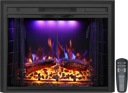 Vista 19 de Insertos de chimenea eléctrica de 23.6", brillo ajustable, termostato y temporizador, protección contra sobrecalentamiento, 750/1500W