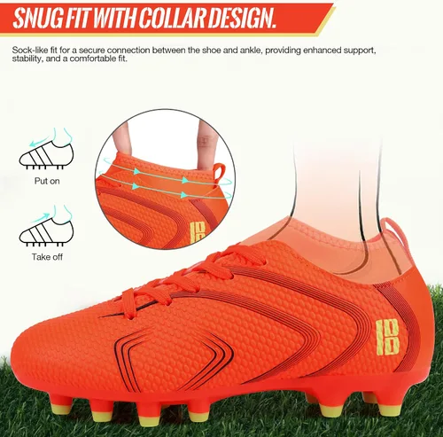Vista 3 de brooman Zapatos de fútbol para niños y niñas, zapatos de fútbol para exteriores
