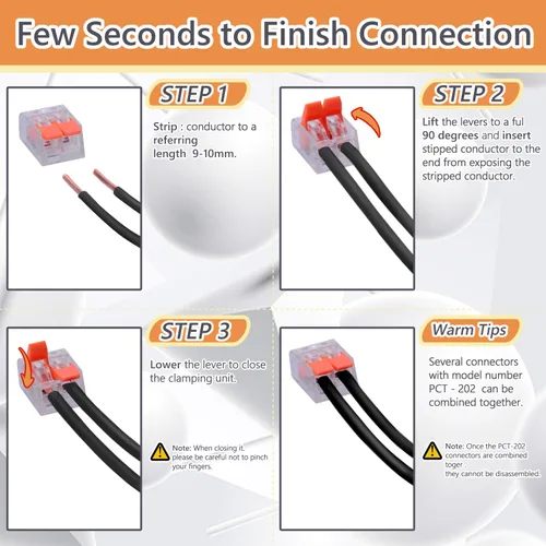 Vista 3 de Conectores de cable de palanca, paquete surtido de 75 conectores de cable, kit de conectores de empalme compacto para cables eléctricos, cables