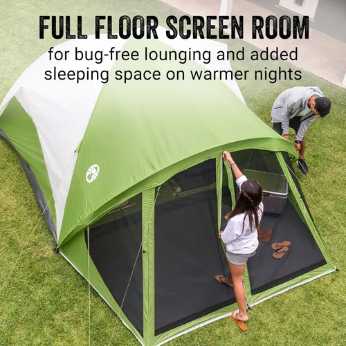 Vista 6 de Coleman Evanston Tent with Screen Room Weatherproof Tent Sets Up in 15 Mins Included Rainfly & Carry Bag Made of PFAS-Free