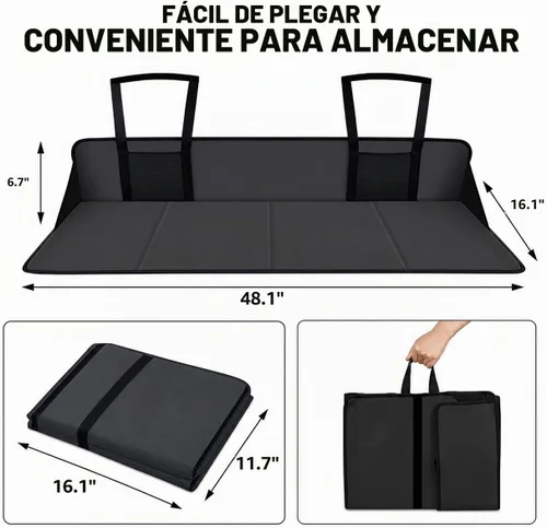 Vista 4 de Extensor plegable para asiento trasero de automóvil para dormir, placa de extensión de colchón de asiento trasero, plataforma portátil para cama