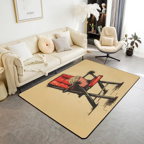 Vista 25 de Homewish Alfombra antideslizante de cine de teatro, alfombra de película retro con palomitas de maíz para interiores, alfombra de entrada, noche
