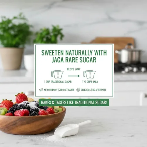 Vista 4 de Jaca Rare Sugar - Edulcorante de alulosa pura Sustituto saludable del azúcar para alimentos y bebidas, apto para ceto, vegano, alternativa sin