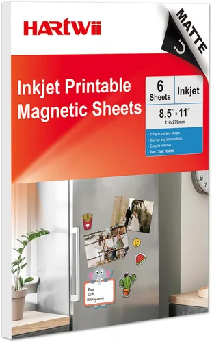 Vista 10 de 50 hojas brillantes impresas en papel magnético a granel para impresora de inyección de tinta, haz fotos para refrigerador, 13.5 mil, 8.5 x 11