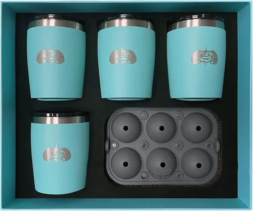 Vista 12 de Toadfish Paquete de 2 vasos de acero inoxidable con aislamiento de doble pared de 10 onzas sin vuelco, con bandeja para bolas de hielo y tapa fácil
