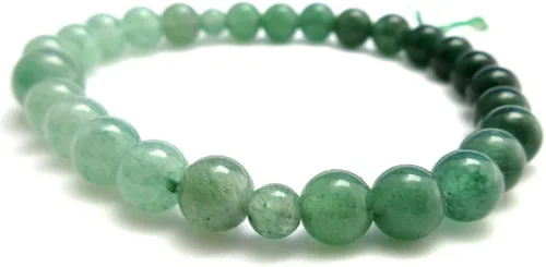 Vista 2 de Pulsera de piedra de gradación de jade indio de cuarzo aventurina verde para mujer brazalete elástico Kyoto meditación yoga pulsera regalos para ella