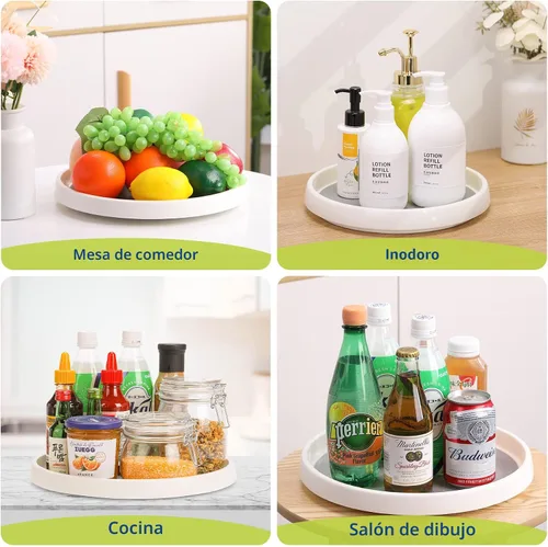 Vista 7 de Lazy Susan - Juego de 4 tocadiscos, organizador antideslizante de 10 pulgadas para gabinete, organización de despensa, almacenamiento de cocina